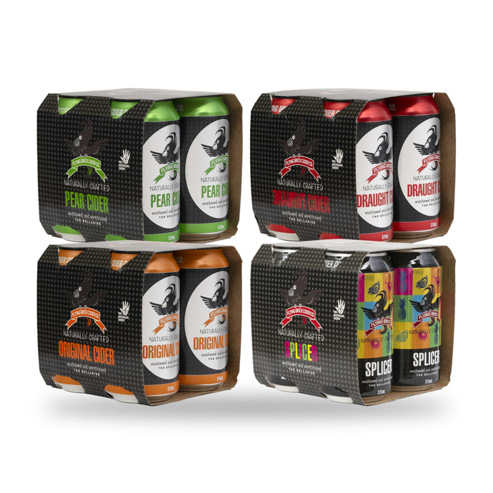 Flying Brick Original, Pear, Draught and Splicer cider 4 packs